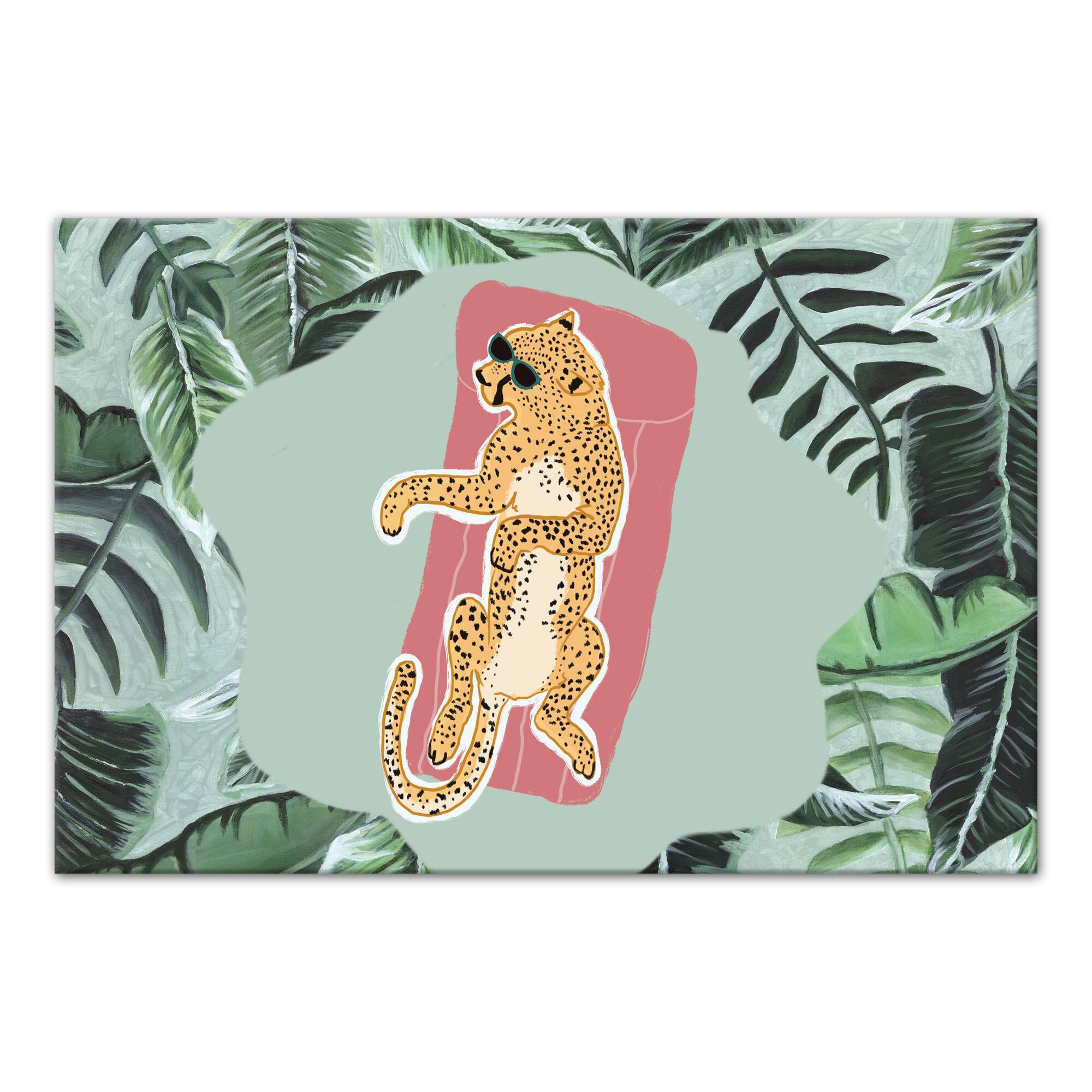 Cheetah Pool Canvas Wall Art
